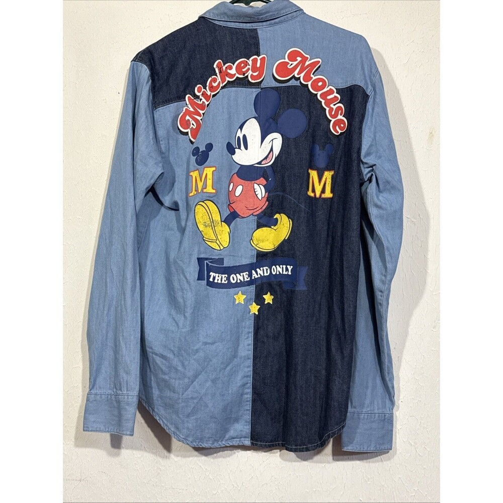 Disney Parks Mickey Mouse Denim Jean Shirt THE ONE AND ONLY Small NWT